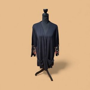 Bob Mackie Black Cardigan with Vibrant Accents